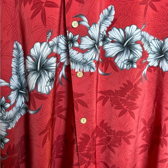 Island Tropics Men’s Dress Shirt Short Sleeve NWOT Red Floral Button Down XL - Picture 2 of 15